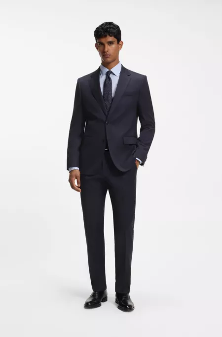 Slim-fit suit jacket in virgin-wool serge