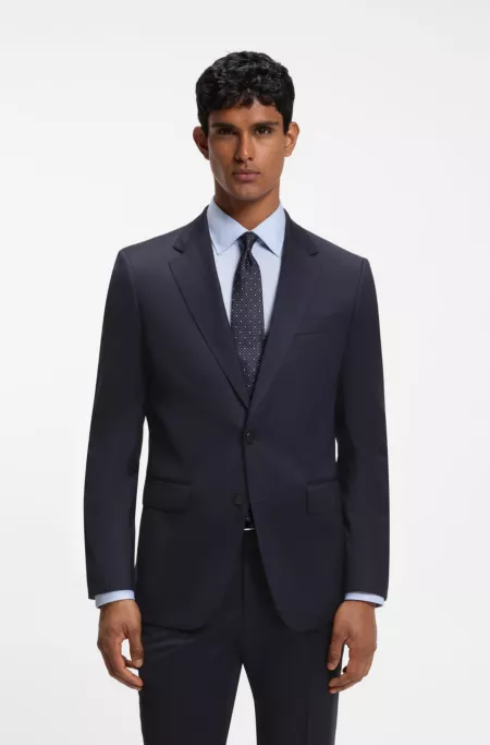 Slim-fit suit jacket in virgin-wool serge