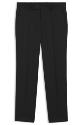 Slim-fit trousers in virgin-wool serge, Black