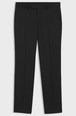 Slim-fit trousers in virgin-wool serge, Black
