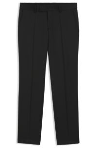 Slim-fit trousers in virgin-wool serge, Black