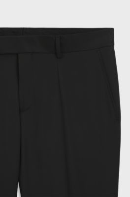 Pantalon Slim en serg&eacute; de laine vierge, Noir