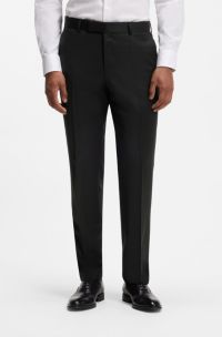 Slim-fit broek van scheerwollen serge, Zwart