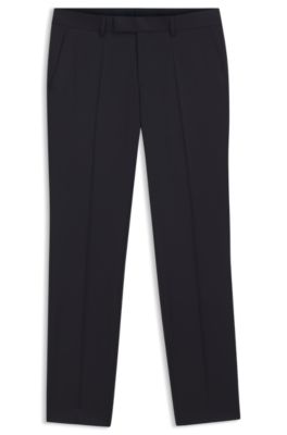 Slim-fit trousers in virgin-wool serge, Dark Blue