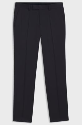 Slim-fit trousers in virgin-wool serge, Dark Blue