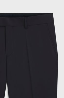 Slim-fit trousers in virgin-wool serge, Dark Blue