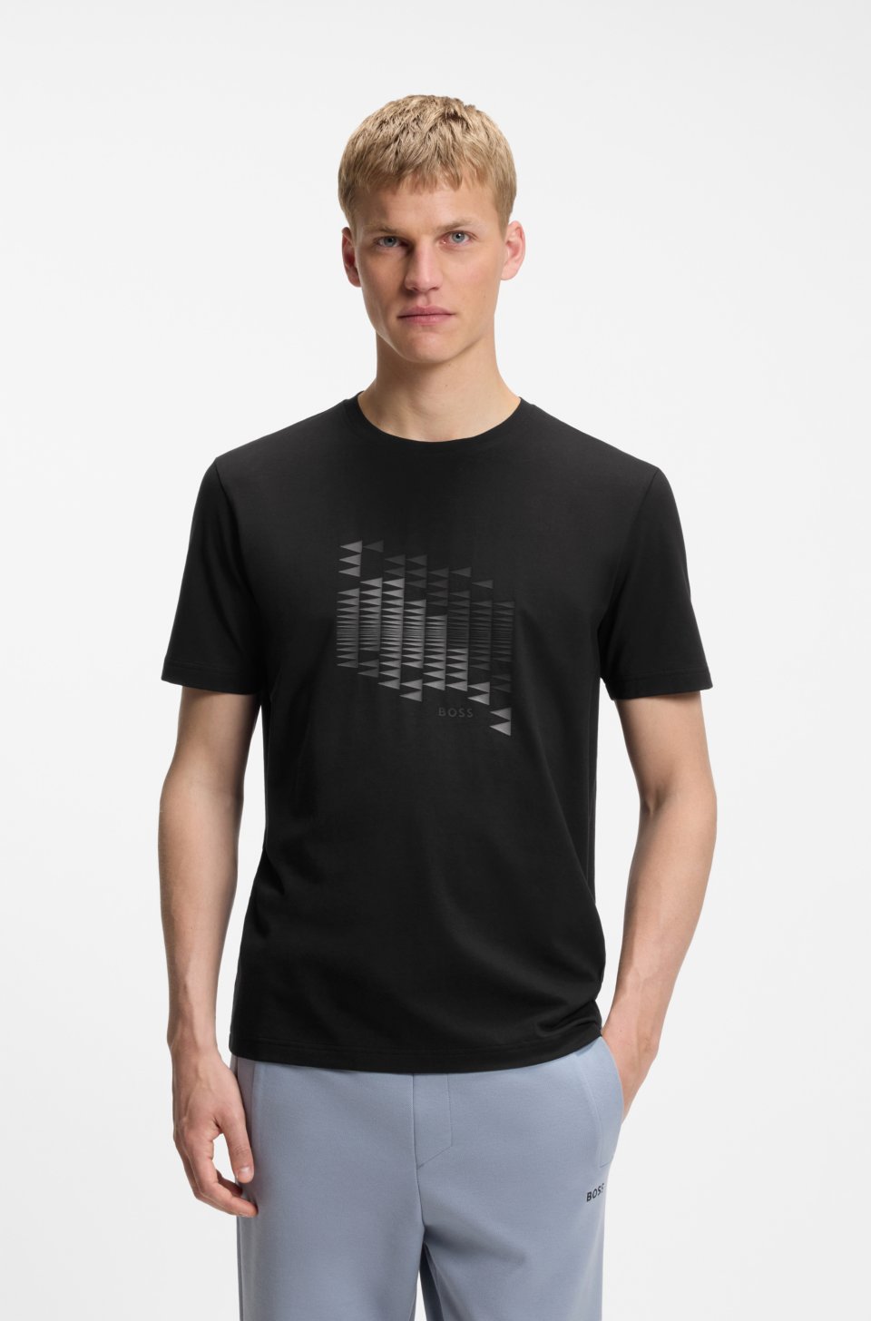 Stretch-cotton T-shirt with flag artwork