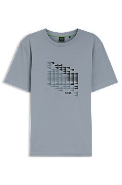 Stretch-cotton T-shirt with flag artwork