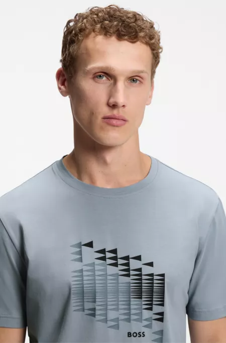 Stretch-cotton T-shirt with flag artwork