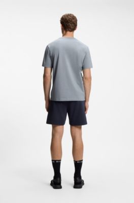Stretch-cotton T-shirt with flag artwork, Grey
