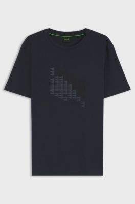 Stretch-cotton T-shirt with flag artwork, Dark Blue