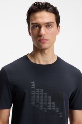 Stretch-cotton T-shirt with flag artwork, Dark Blue
