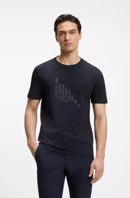 T-Shirt aus Stretch-Baumwolle mit Flaggen-Artwork