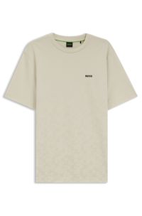 Cotton-piqu&eacute; T-shirt with all-over print, Light Beige