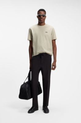 Cotton-piqu&eacute; T-shirt with all-over print, Light Beige