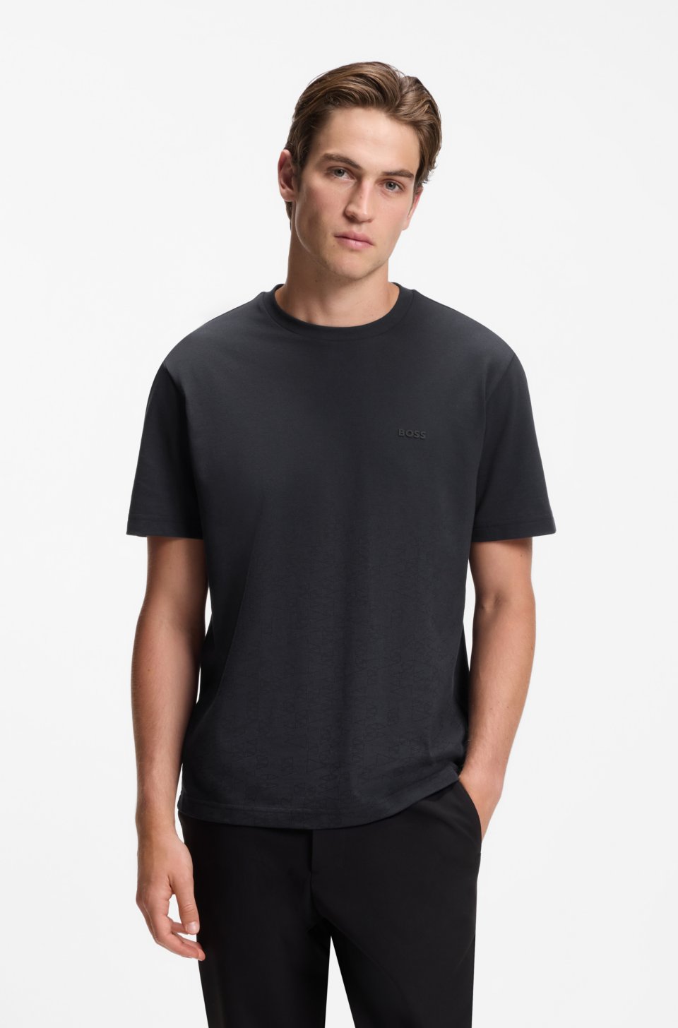Cotton-piqué T-shirt with all-over print