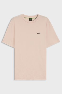 Cotton-piqu&eacute; T-shirt with all-over print, light pink