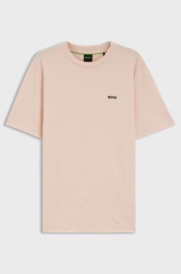 Cotton-piqu&eacute; T-shirt with all-over print, light pink