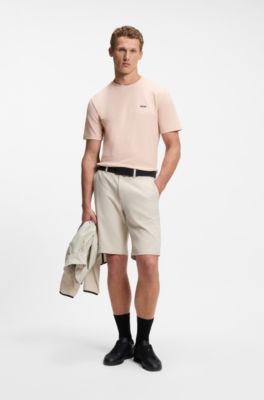 Cotton-piqu&eacute; T-shirt with all-over print, light pink