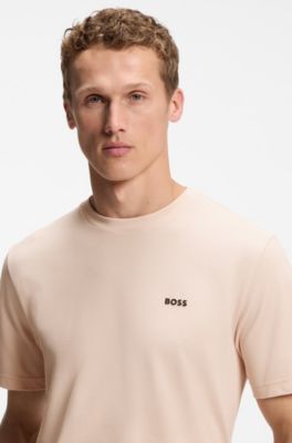 Cotton-piqu&eacute; T-shirt with all-over print, light pink