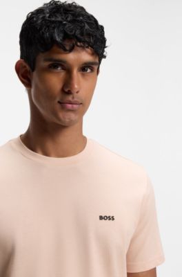 Cotton-piqu&eacute; T-shirt with all-over print, light pink