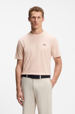 T-shirt in piqu&eacute; di cotone con stampa all-over, Rosa chiaro