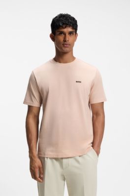 Cotton-piqu&eacute; T-shirt with all-over print, light pink