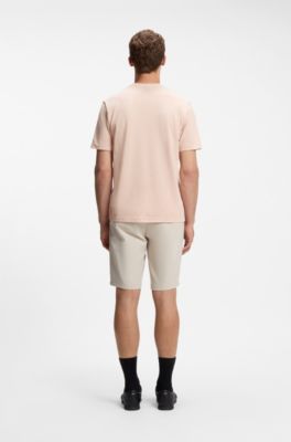 Cotton-piqu&eacute; T-shirt with all-over print, light pink