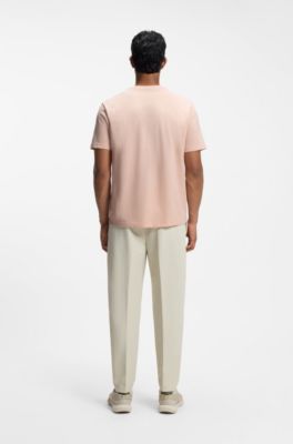 Cotton-piqu&eacute; T-shirt with all-over print, light pink