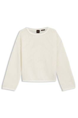 Relaxed-fit cotton sweater with mesh structure 1