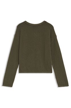 Relaxed-fit cotton sweater with mesh structure