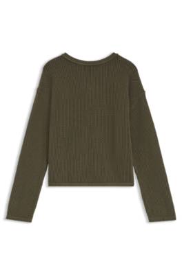 Boss Relaxed-fit cotton sweater with mesh structure stickade tröjor dam – bild 4