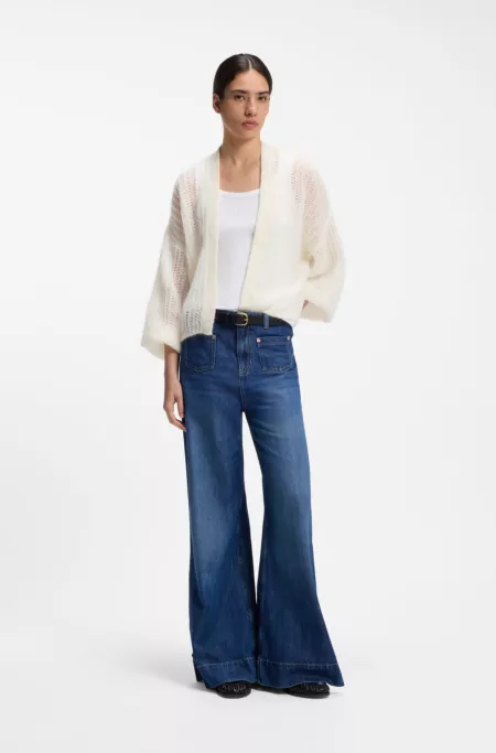 Relaxed-fit cardigan with open-knit structure