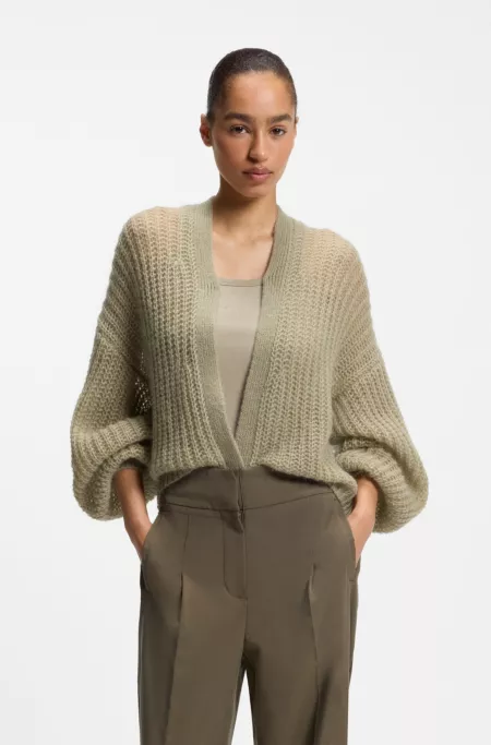 Relaxed-fit cardigan with open-knit structure