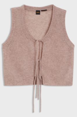 Cardigan aus italienischem Garn mit Bindeb&auml;ndern an der Vorderseite, Hellrosa