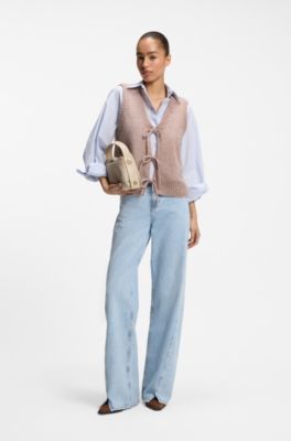 Tie-front cardigan in Italian yarn, light pink