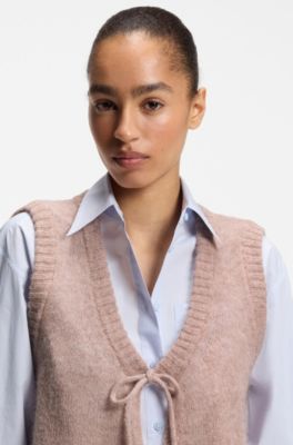 Tie-front cardigan in Italian yarn, Light Pink