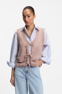 Tie-front cardigan in Italian yarn, light pink