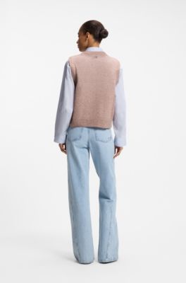 Tie-front cardigan in Italian yarn, light pink