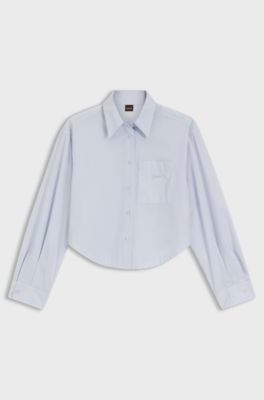 Oversized Bluse aus Baumwoll-Popeline, Hellblau