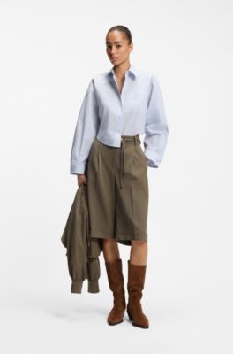 Oversized Bluse aus Baumwoll-Popeline, Hellblau