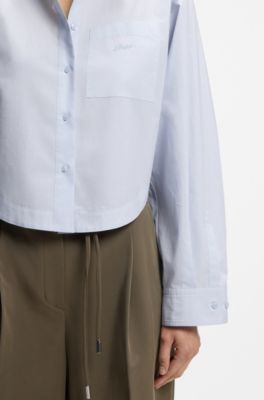 Oversized Bluse aus Baumwoll-Popeline, Hellblau