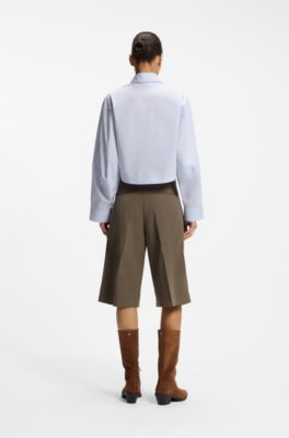 Camicetta oversize in popeline di cotone, Celeste