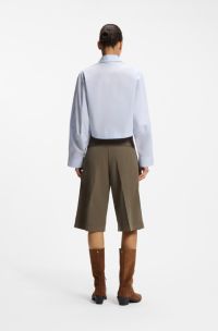 Oversized-fit blouse in cotton poplin, Light Blue