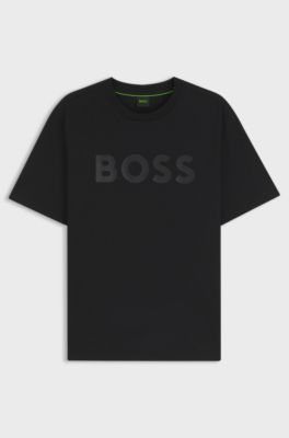 Cotton T-shirt with tonal logo, Black