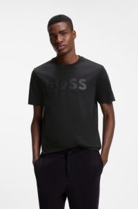 Cotton T-shirt with tonal logo, Black