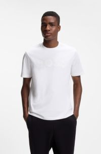 Cotton T-shirt with tonal logo, White