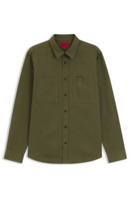 Hugo Relaxed-fit shirt in cotton twill with chest logo casual skjortor herr – bild 4