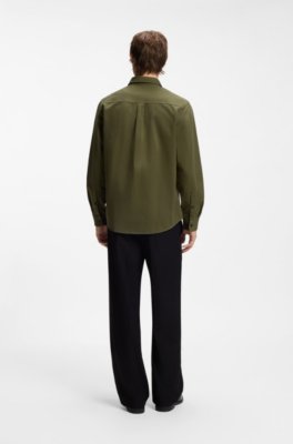 Hugo Relaxed-fit shirt in cotton twill with chest logo casual skjortor herr – bild 3