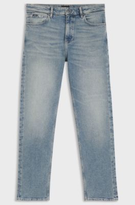 Straight-fit jeans in bright-blue stretch denim, Blue